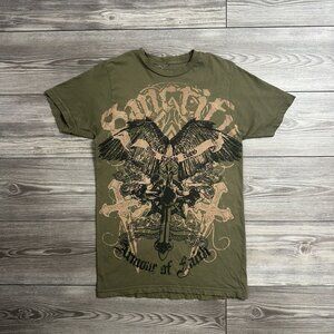 Crazy Y2K Sanctify Armour Of Faith Grunge Affliction Style T Shirt